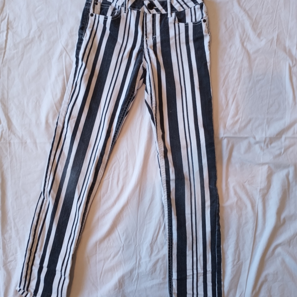 Girls size 12r PSNY jeans. Black and white stripes.